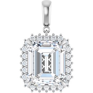 10K White Gold 15x13 mm Emerald Pendant Mounting