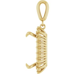 18K Yellow Gold 15x13 mm Emerald Pendant Mounting – image 6