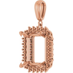 18K Rose Gold 15x13 mm Emerald Pendant Mounting – image 4