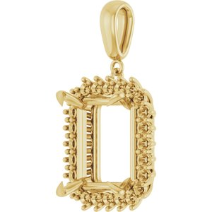 14K Yellow Gold 15x13 mm Emerald Pendant Mounting – image 4