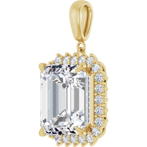 10K Yellow Gold 15x13 mm Emerald Pendant Mounting – image 3