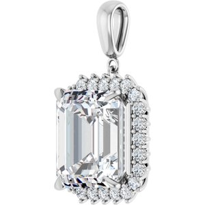 Platinum 15x13 mm Emerald Pendant Mounting – image 3