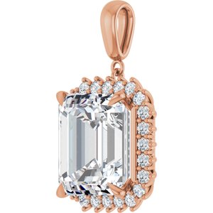 14K Rose Gold 15x13 mm Emerald Pendant Mounting – image 3