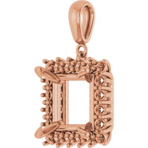 10K Rose Gold 10x10 mm Square Pendant Mounting – image 4