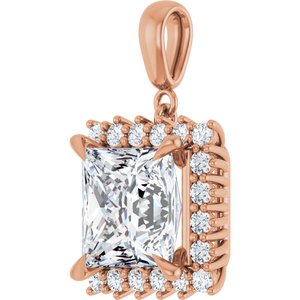 10K Rose Gold 10x10 mm Square Pendant Mounting – image 3