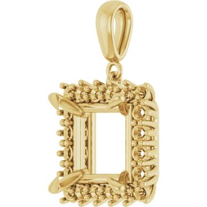 14K Yellow Gold 10x10 mm Square Pendant Mounting – image 4