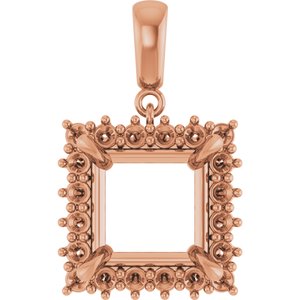 10K Rose Gold 10x10 mm Square Pendant Mounting – image 2