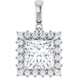 10K White Gold 10x10 mm Square Pendant Mounting
