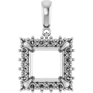18K White Gold 10x10 mm Square Pendant Mounting – image 2