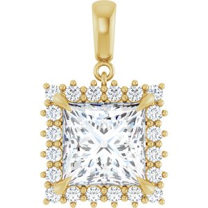 14K Yellow Gold 10x10 mm Square Pendant Mounting