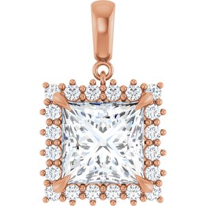 10K Rose Gold 10x10 mm Square Pendant Mounting