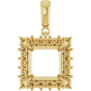 14K Yellow Gold 10x10 mm Square Pendant Mounting – image 2