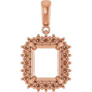 10K Rose Gold 11x9 mm Emerald Pendant Mounting – image 2