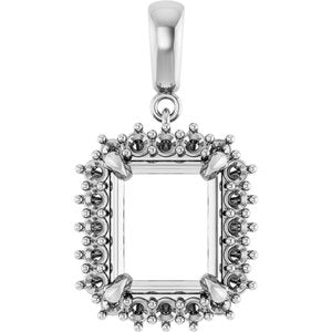 Sterling Silver 11x9 mm Emerald Pendant Mounting – image 2