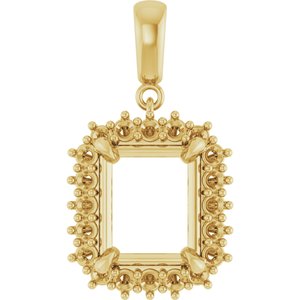 10K Yellow Gold 11x9 mm Emerald Pendant Mounting – image 2