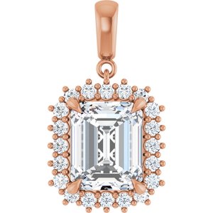 10K Rose Gold 11x9 mm Emerald Pendant Mounting