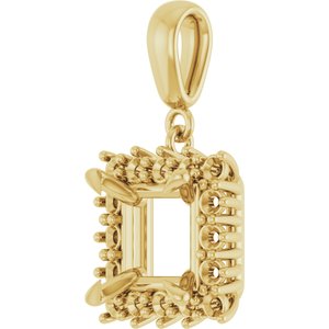 18K Yellow Gold 7.5x7.5 mm Square Pendant Mounting – image 4