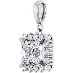 14K White Gold 7.5x7.5 mm Square Pendant Mounting – image 3