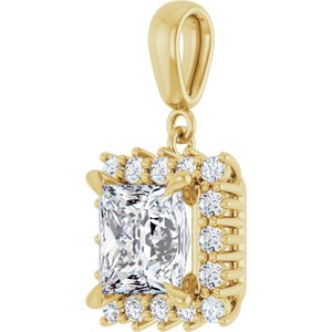 18K Yellow Gold 7.5x7.5 mm Square Pendant Mounting – image 3