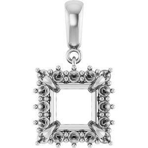 Continuum Sterling Silver 7.5x7.5 mm Square Pendant Mounting – image 2