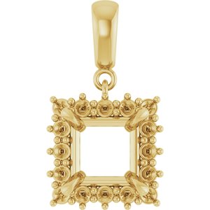 10K Yellow Gold 7.5x7.5 mm Square Pendant Mounting – image 2