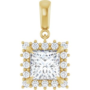 18K Yellow Gold 7.5x7.5 mm Square Pendant Mounting