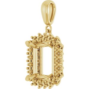 10K Yellow Gold 11x9 mm Emerald Pendant Mounting – image 4