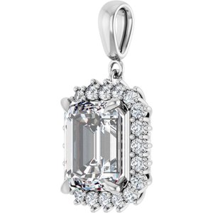 14K White Gold 11x9 mm Emerald Pendant Mounting – image 3