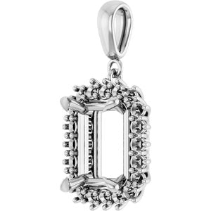 Continuum Sterling Silver 11x9 mm Emerald Pendant Mounting – image 4