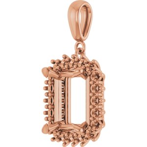 14K Rose Gold 11x9 mm Emerald Pendant Mounting – image 4