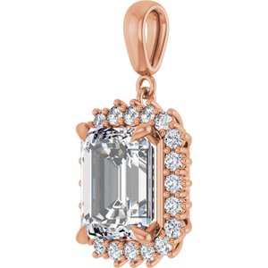 14K Rose Gold 11x9 mm Emerald Pendant Mounting – image 3