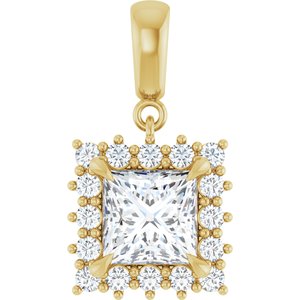 18K Yellow Gold 7x7 mm Square Pendant Mounting