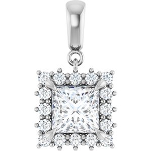 18K White Gold 7x7 mm Square Pendant Mounting