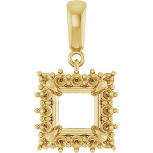 18K Yellow Gold 7x7 mm Square Pendant Mounting – image 2