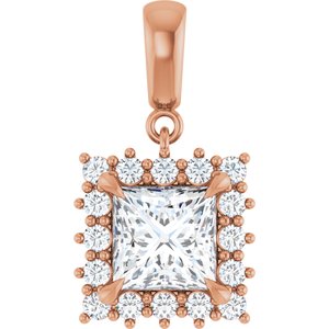 18K Rose Gold 7x7 mm Square Pendant Mounting
