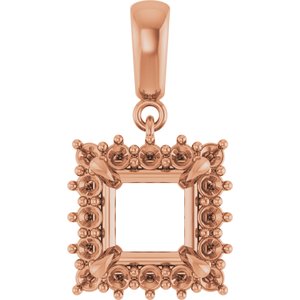 14K Rose Gold 7x7 mm Square Pendant Mounting – image 2