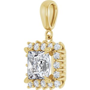 14K Yellow Gold 7x7 mm Square Pendant Mounting – image 3