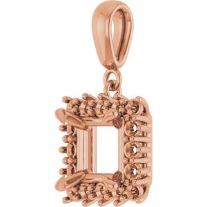 10K Rose Gold 7x7 mm Square Pendant Mounting – image 4