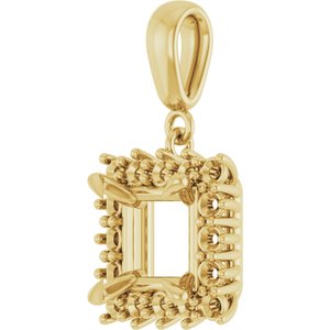 14K Yellow Gold 7x7 mm Square Pendant Mounting – image 4
