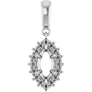 18K White Gold 9x4.5 mm Marquise Pendant Mounting – image 2
