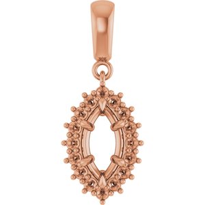 14K Rose Gold 9x4.5 mm Marquise Pendant Mounting – image 2