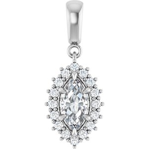 14K White Gold 9x4.5 mm Marquise Pendant Mounting