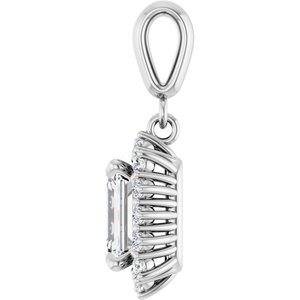 18K White Gold 7.5x5.5 mm Emerald Pendant Mounting – image 5