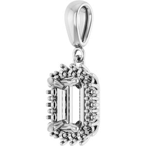 14Kx1 White Gold 7.5x5.5 mm Emerald Pendant Mounting – image 4