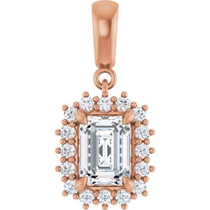 10K Rose Gold 7.5x5.5 mm Emerald Pendant Mounting