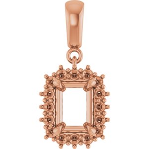 10K Rose Gold 7.5x5.5 mm Emerald Pendant Mounting – image 2
