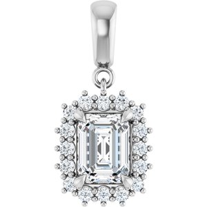 10K White Gold 7.5x5.5 mm Emerald Pendant Mounting