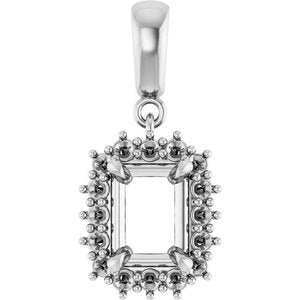 Continuum Sterling Silver 7.5x5.5 mm Emerald Pendant Mounting – image 2
