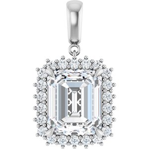 14K White Gold 13x11 mm Emerald Pendant Mounting