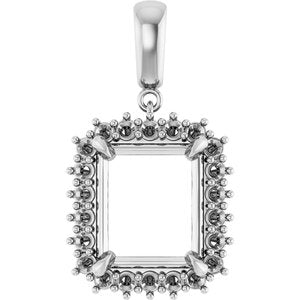 14Kx1 White Gold 13x11 mm Emerald Pendant Mounting – image 2